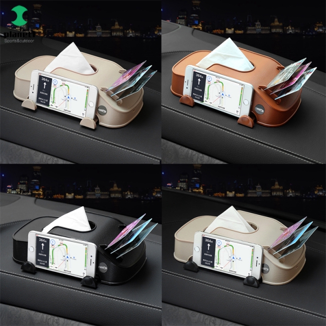 Car Tissue Box Multi-function Mobile Phone Bracket Inserter Auto Tissue Box Container 3 in 1 Paper