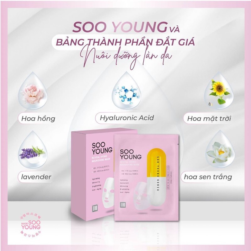 Mặt Nạ Mầm Sống Tế Bào Gốc SOO YOUNG Xuất Xứ Hàn Quốc (Hộp 5 chiếc)