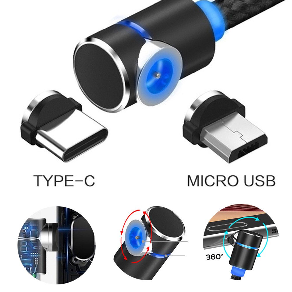 Dây cáp sạc dài 2m cổng USB đầu nam châm tùy chọn cho điện thoại chuẩn micro USB/ iOS/ type-c