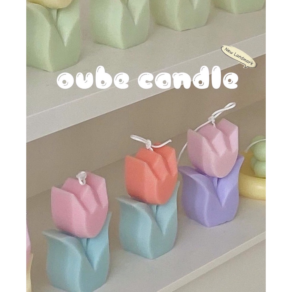 Nến Thơm Cao Cấp Hình Bông Hoa Tulip Phong Cách Trang Trí Hàn Quốc Cực Xinh | Oube Candle NT21