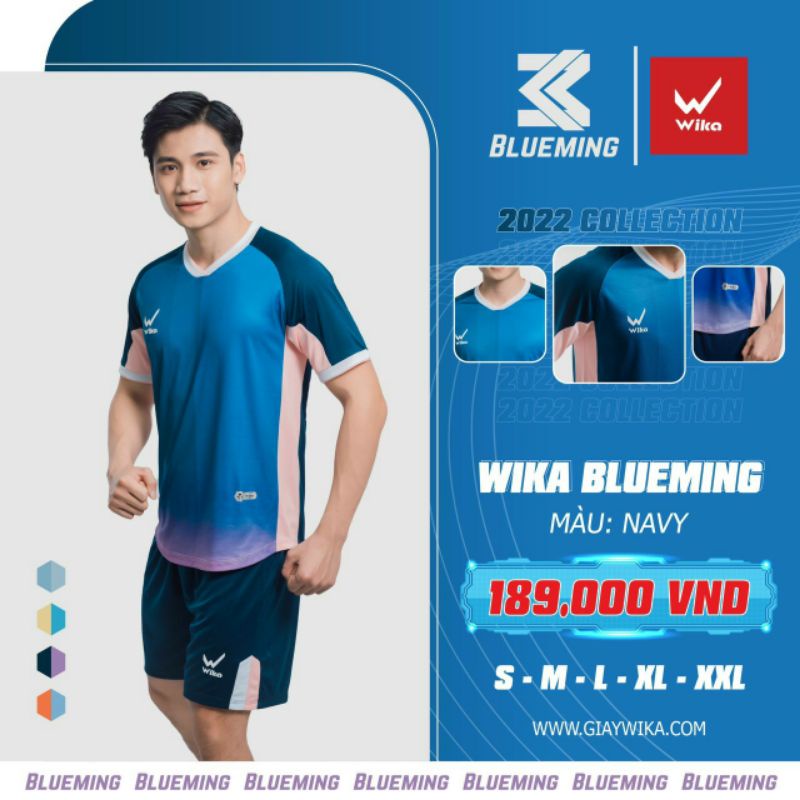 BỘ QUẦN ÁO ĐÁ BÓNG WIKA BLUEMIN SIÊU ĐẸP,  VẢI MẶC CỰC MÁT