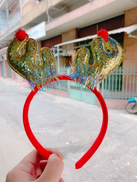 CÀI TÓC NOEL SỪNG TUẦN LỘC MẪU KIM TUYẾN