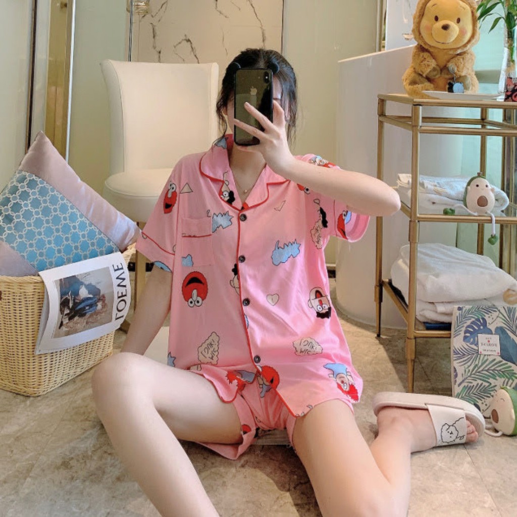 [ Mã WASTRUN4 giảm 10% tối đa 30K đơn 99K] Đồ bộ Pijama quần đùi áo cộc tay hoạt hình dễ thương mặc ngủ mặc nhà cho nữ