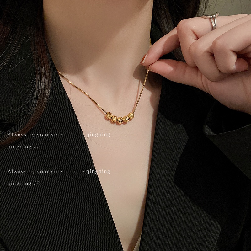 DREJEW Dây Chuyền Chuỗi Hạt Tròn Bằng Thép Titan Đơn Giản Thời Trang Hàn Quốc
