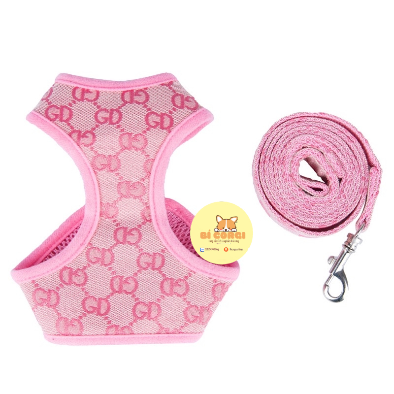 Dây dắt chó mèo đi dạo, dây nịt ngực cho thú cưng LUXURY, lưới ngực lưng thoáng khí
