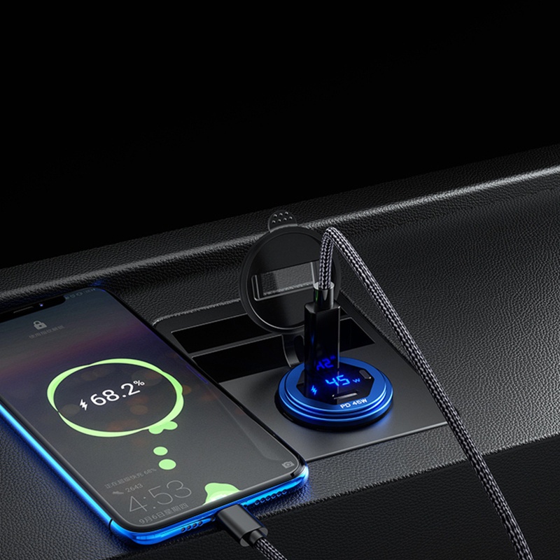 Bộ Sạc Nhanh Cổng Type-C 45W 5V 3A 9V 3A 12V 3A 15V 3A 20V 2 25A Cho Xe Hơi