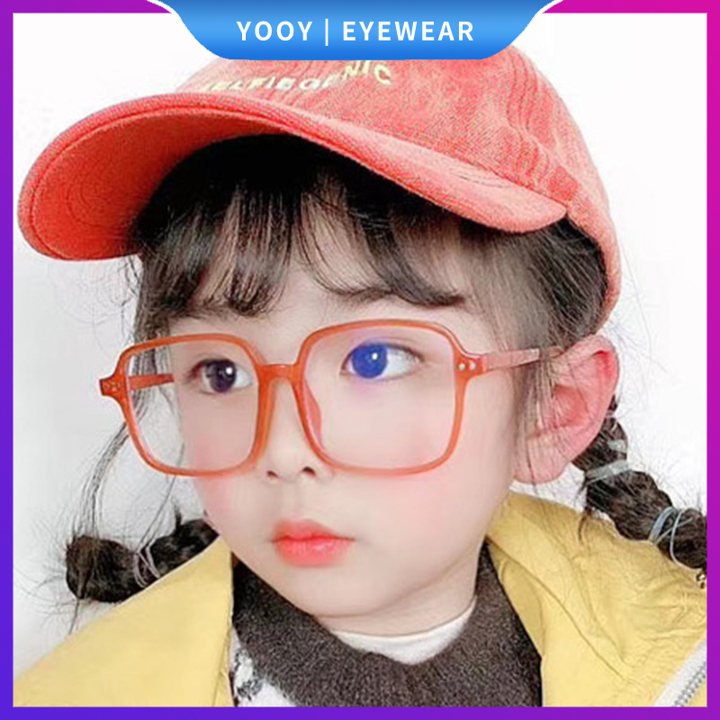Kính mát gọng vuông chống ánh sáng xanh thời trang phong cách Hàn Quốc 2021 dành cho bé