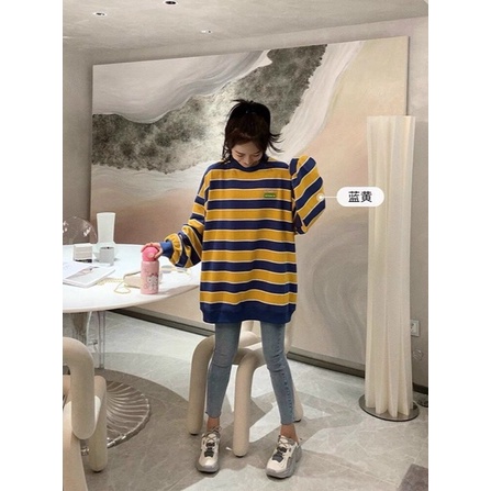 [ 𝗦𝗜𝗘̂𝗨 𝗚𝗜𝗔̉𝗠 𝗚𝗜𝗔́ ]  ÁO SWEATER NỮ KẺ NGANG TAY DÀI FORM RỘNG UNISEX Nhiên Trần sneaker unisex | BigBuy360 - bigbuy360.vn