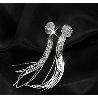 [ 20k_Bông_Tai]  [Hàng Bao Đẹp] Bông Tai Nữ Tua Rua Dài Ánh Trắng Bạc Dễ Thương Giá Rẻ Giảm 20k