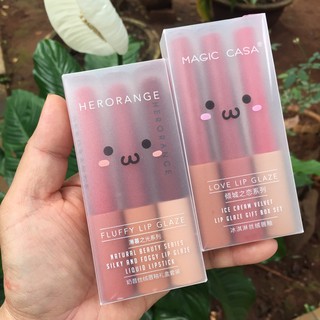 Set 3 Cây Son Kem Lì Mịn Môi Herorange Fluffy Lip Glaze