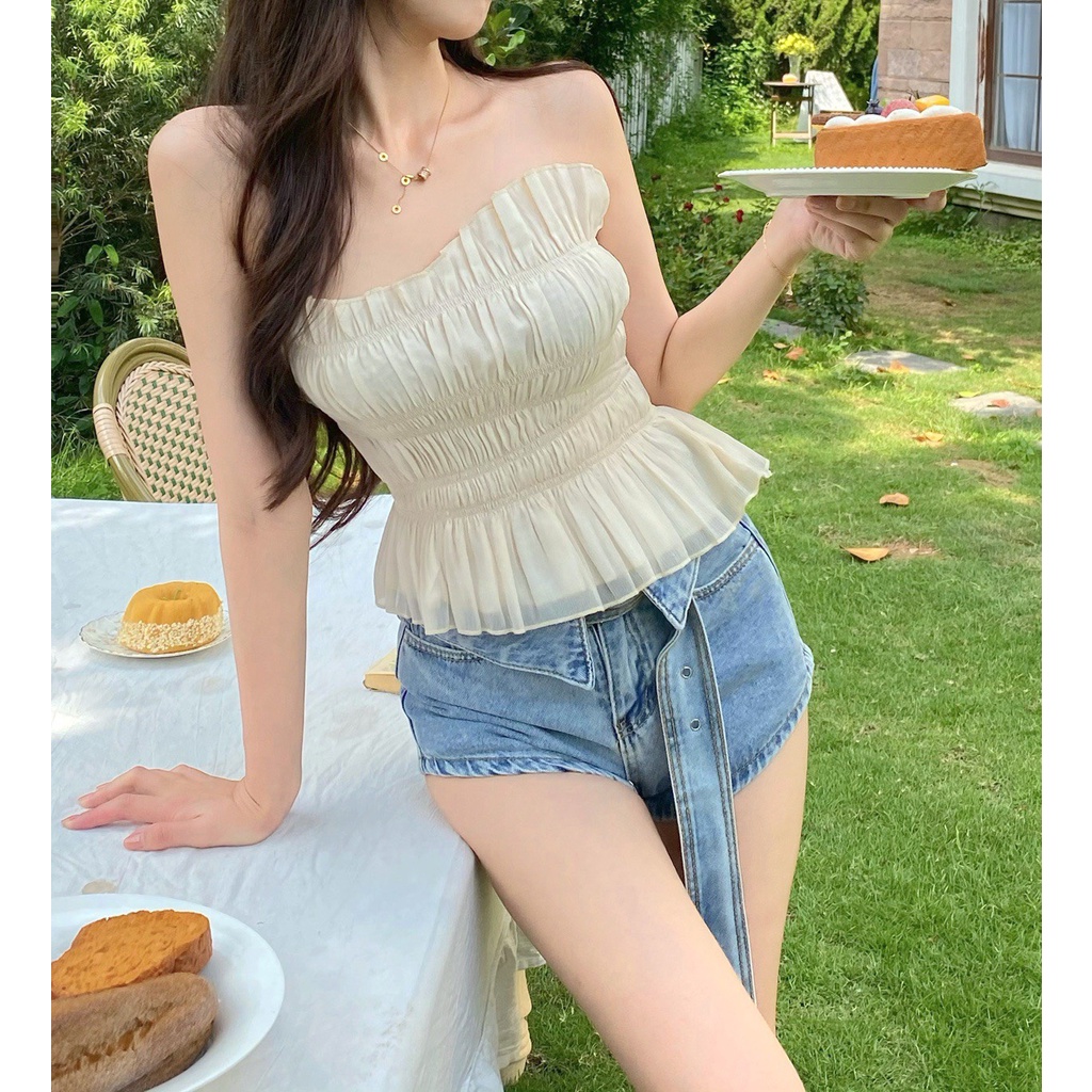 Áo Bra Nữ Kiểu Nhún Vạt Chéo Thiết Kế Phong Cách Tiểu Thư Quyến Rũ MS.927