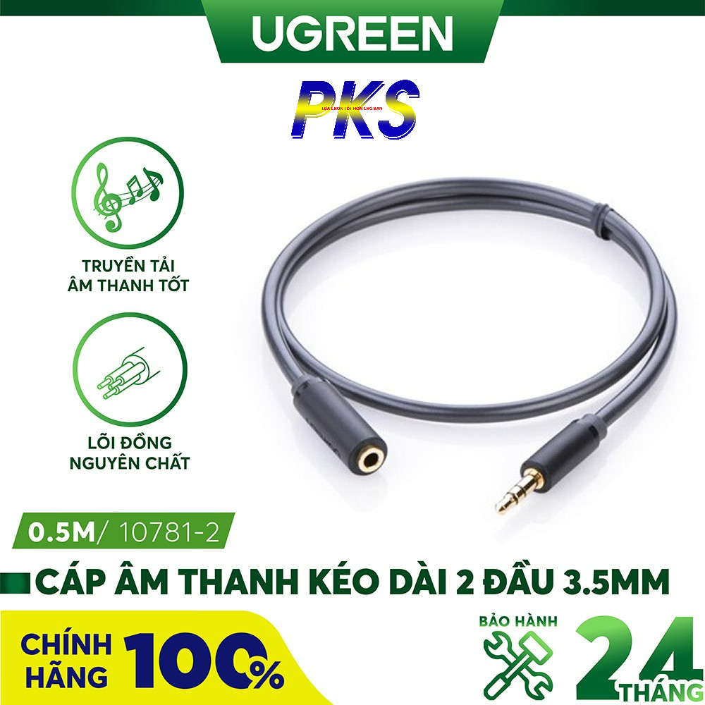 Cáp Audio 3.5mm nối dài 0.5m cao cấp Ugreen 10781