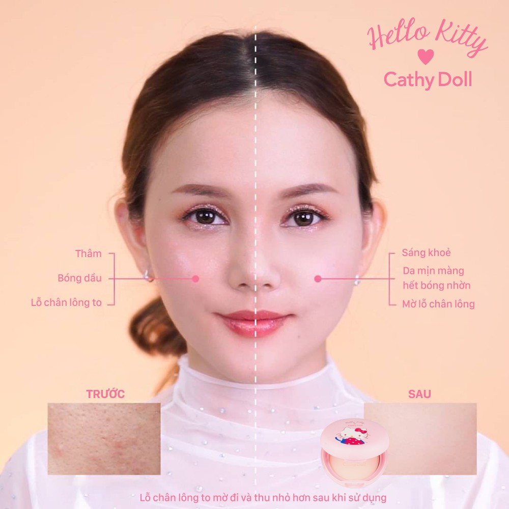 Phấn phủ kiềm dầu chống bóng nhờn Hello Kitty Cathy Doll Oil Control Blur Pact 6.5g Translucent | BigBuy360 - bigbuy360.vn