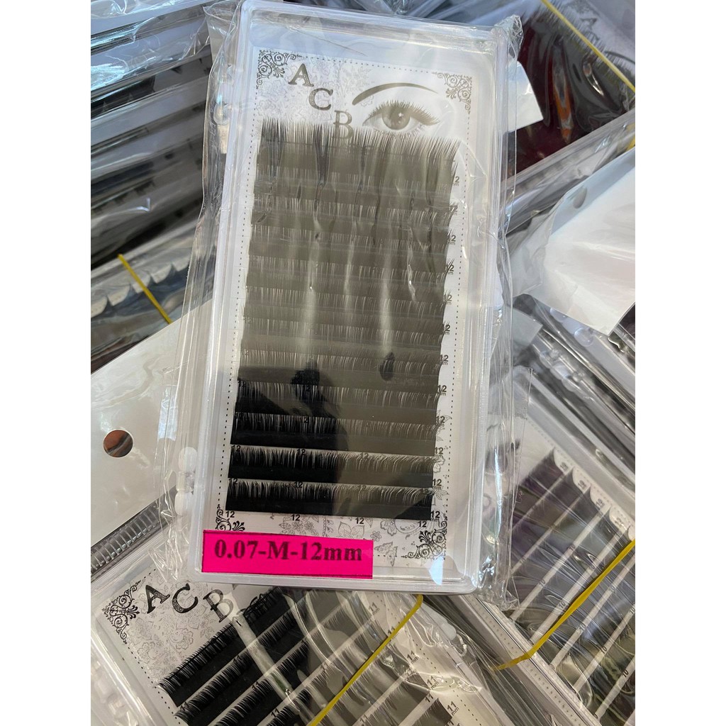 Mi Khay ABC Độ Cong M , L,  độ dày 0.07  Volumn Classic Tạo Fan Nối Mi Đủ Các Độ Dài - Lẻ 1 Khay