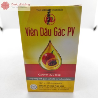Viên Dầu Gấc PV - Giúp Sáng Mắt, Giảm Khô Mắt, Mờ Mắt, Quáng Gà - Lọ 100 viên