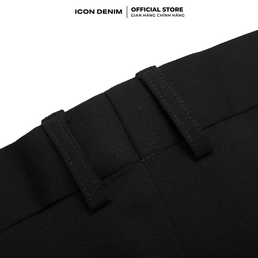 Quần Tây Nam Trơn ICON DENIM Dáng Slim-fit Đen Phối Móc Phụ Kiện | BigBuy360 - bigbuy360.vn