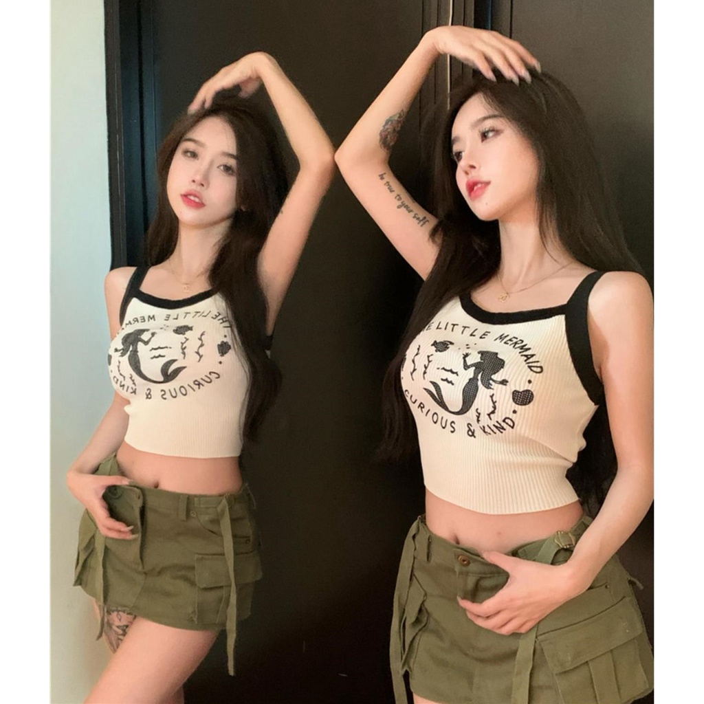 622179#Áo Hai Dây Dệt Kim Dáng Ngắn Thời Trang Mùa Hè 2022 Cho Nữ