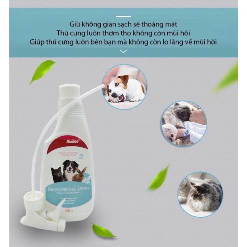 Xịt Diệt Khuẩn Khử Mùi Hôi Chó Mèo Bioline 500ml