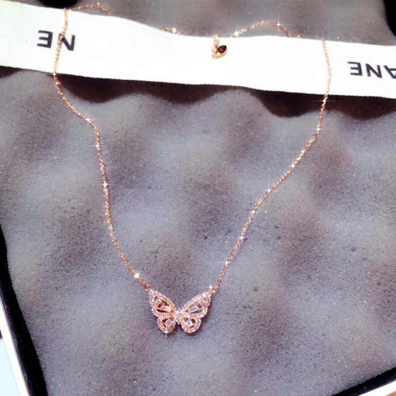 Vòng cổ Mặt Hình Bướm Đính Đá Zircon Thời Trang Cho Nữ
