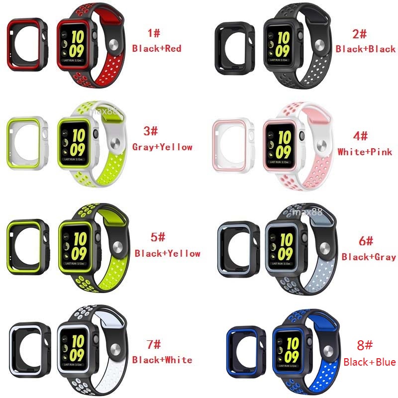 Bộ Dây Đeo + Vỏ Bảo Vệ Bằng Silicon Mềm Cho Đồng Hồ Thông Minh Apple Watch Series Ultra / 8 / 7 / SE / 6 / 5 / 4 / 3 / 2 / 1