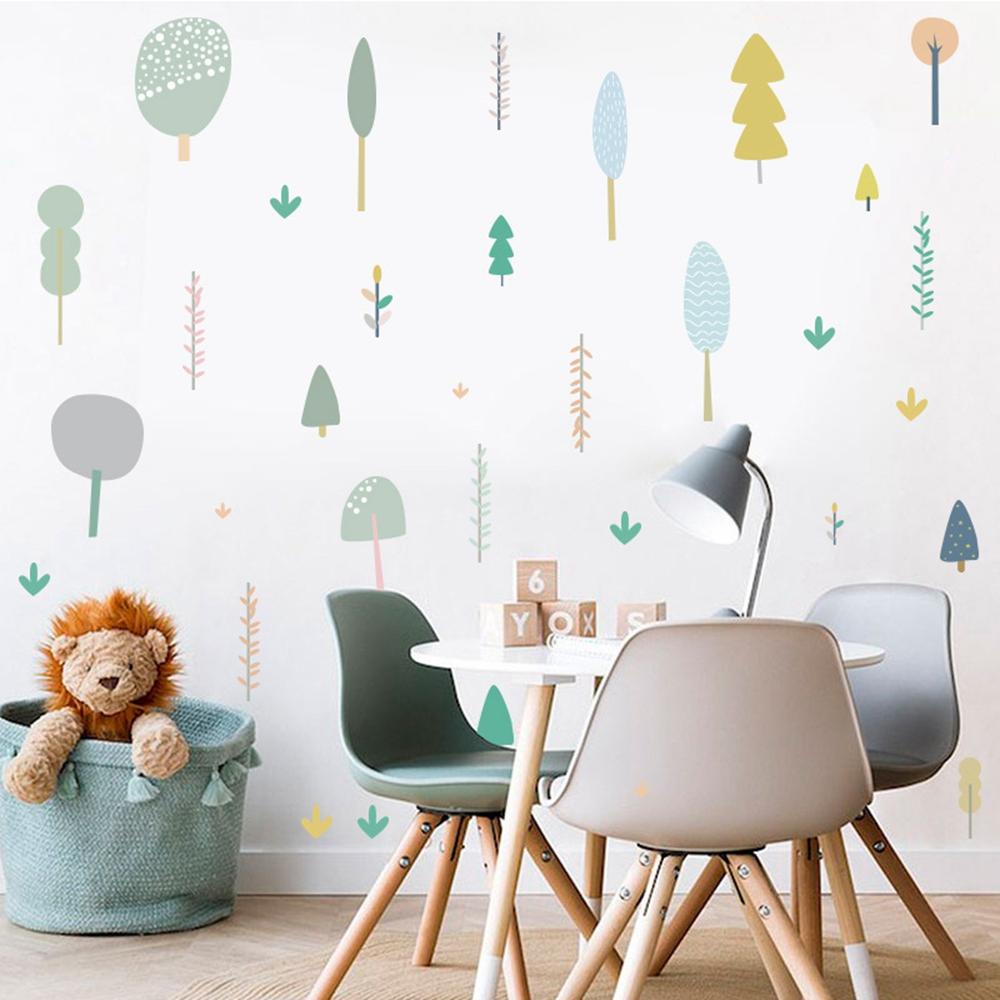 Sticker Dán Tường Hình Cây Hoạt Hình Phong Cách Bắc Âu