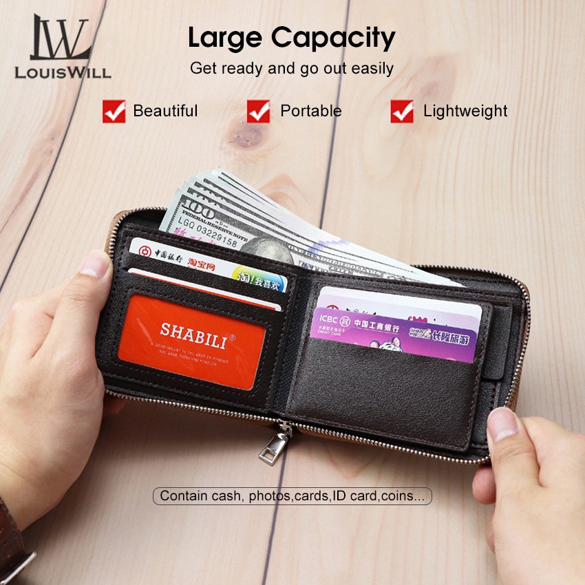 Ví LouisWill Da PU Mềm Cỡ Lớn Đựng Tiền / Thẻ Tiện Dụng Khi Đi Du Lịch