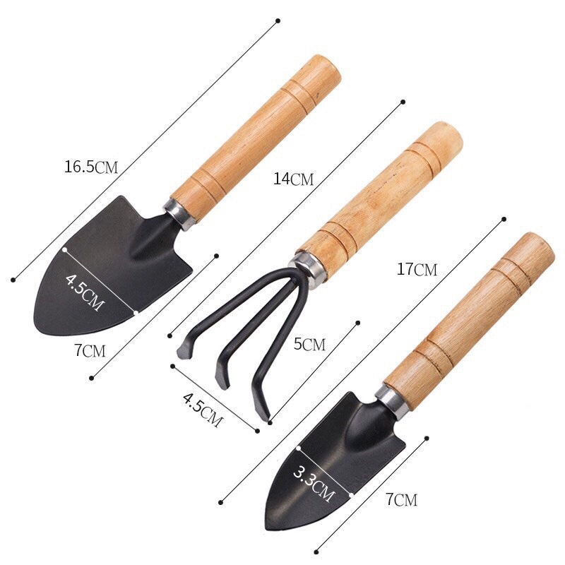 Bộ dụng cụ làm vườn loại To 3 món, cỡ đại- xẻng trồng cây cảnh, hoa- Xẻng xới đất trồng cây hoa rau sạch, hàng có sẵn