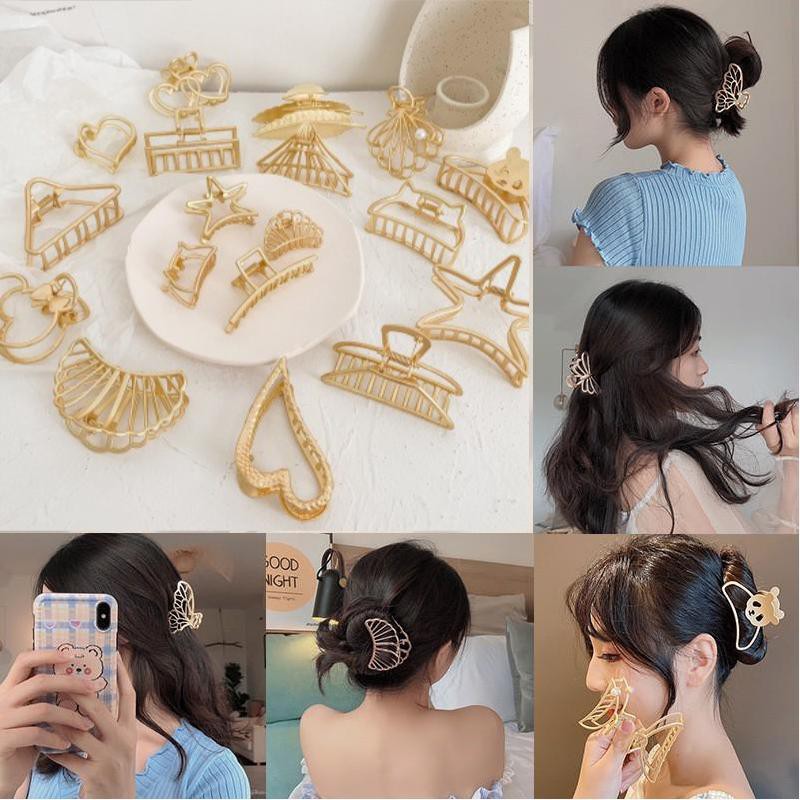 Kẹp Tóc Kim Loại Thiết Kế Đơn Giản Phong Cách Retro Hàn Quốc