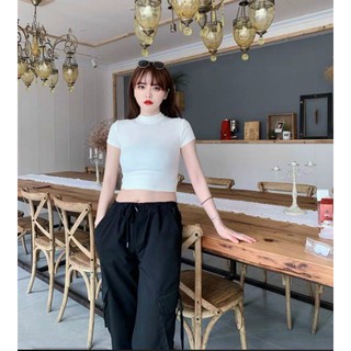 [Giá xưởng] Áo thun crop top cổ cao tay con