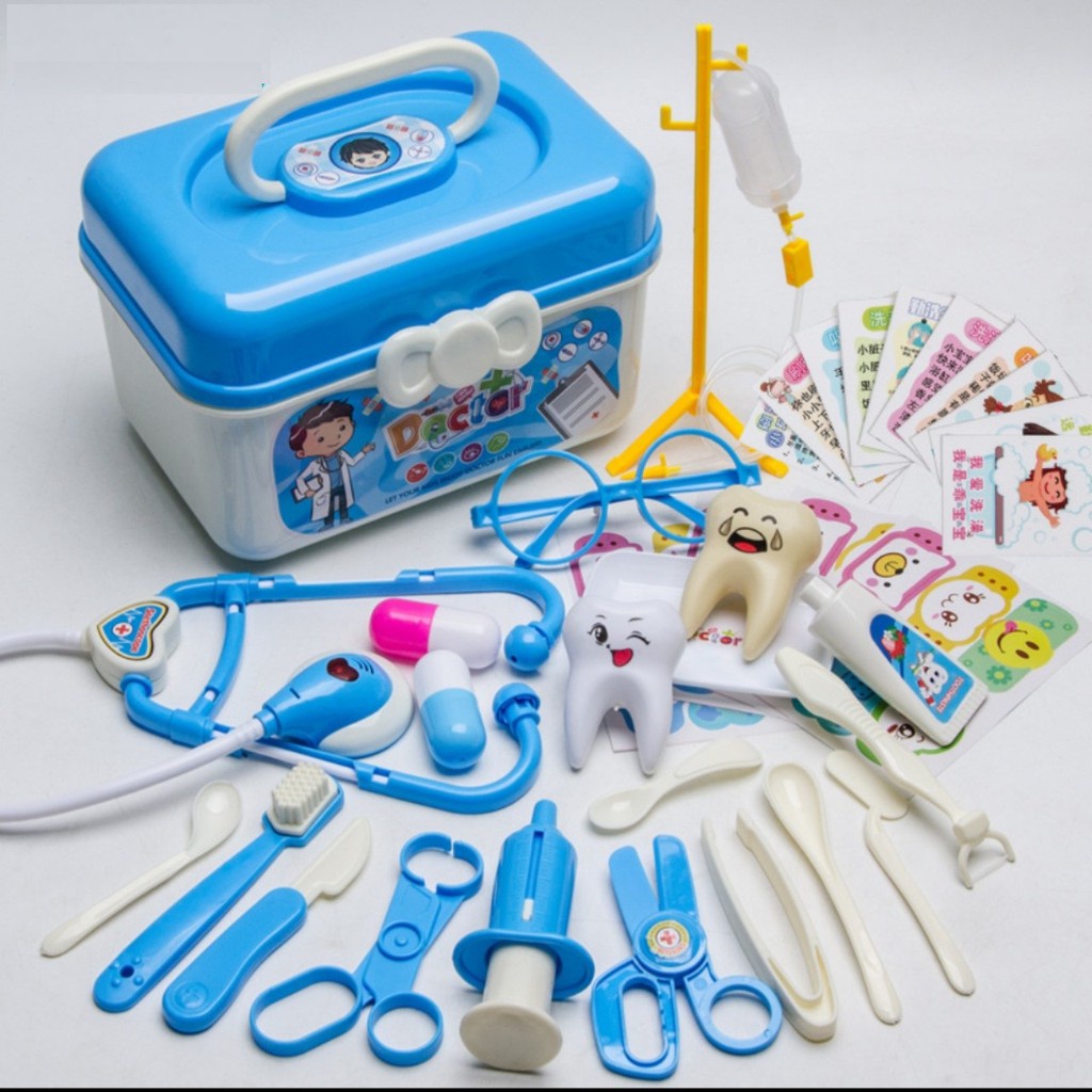 Đồ Chơi Bác Sĩ Trẻ Em Gồm Hộp Y Tế Y Tá Tiêm Ống Nghe Dụng Cụ Cho Bé 2-6 Tuổi