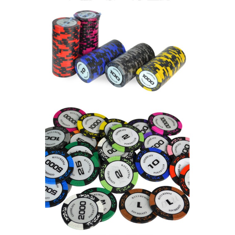 Combo 10 Chip Poker Phỉnh Poker Hình Bông Lúa Có Số Cao Cấp
