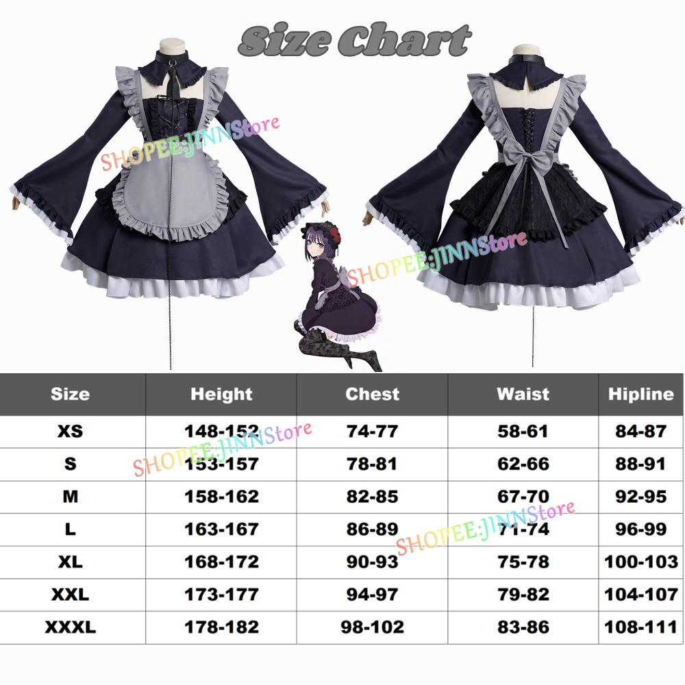 Váy hầu gái màu đen JINN để cosplay anime MY DRESS UP DARLING kitagawa marin kuroe shizuku