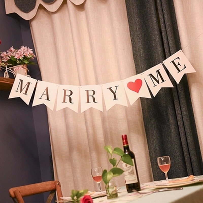 Cờ Trang Trí Lễ Tình Nhân Chữ Will You Marry Me