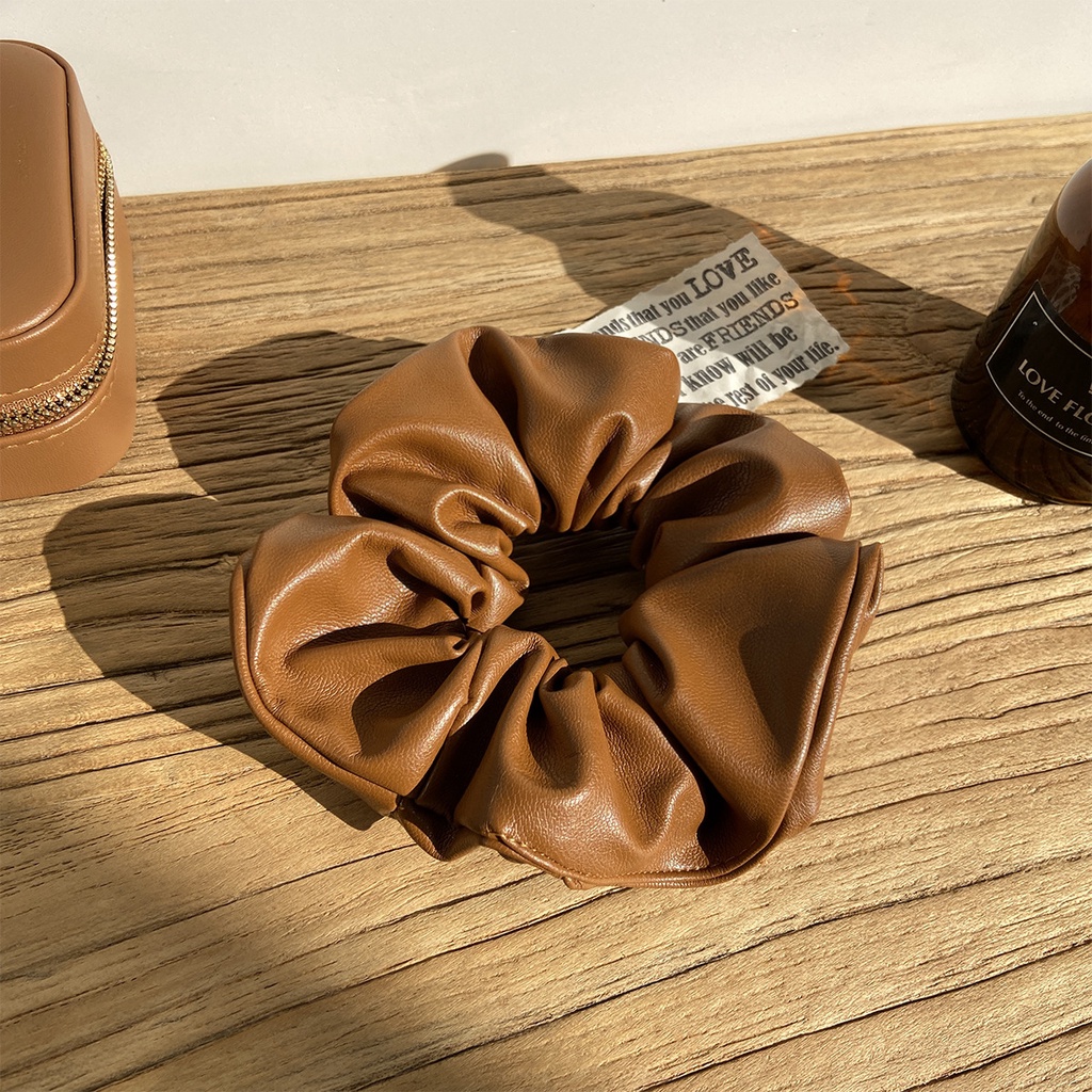 Buộc tóc nữ, scrunchies da mùa đông dày phong cách cá tính K356
