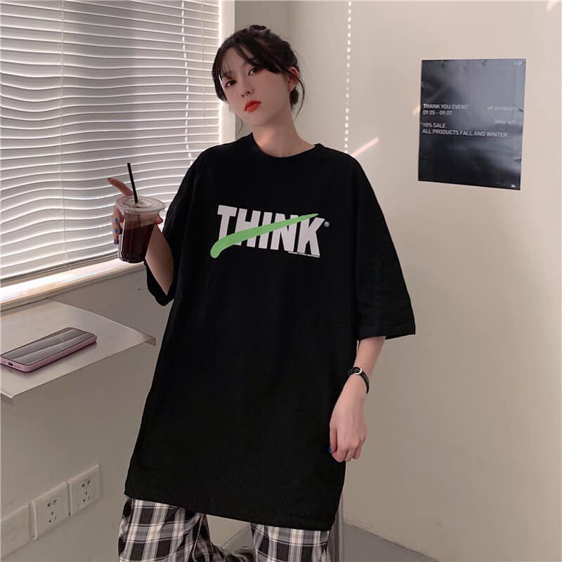 Áo thun tay lỡ form rộng - phông nam nữ cotton oversize - T shirt Think - 2N Unisex