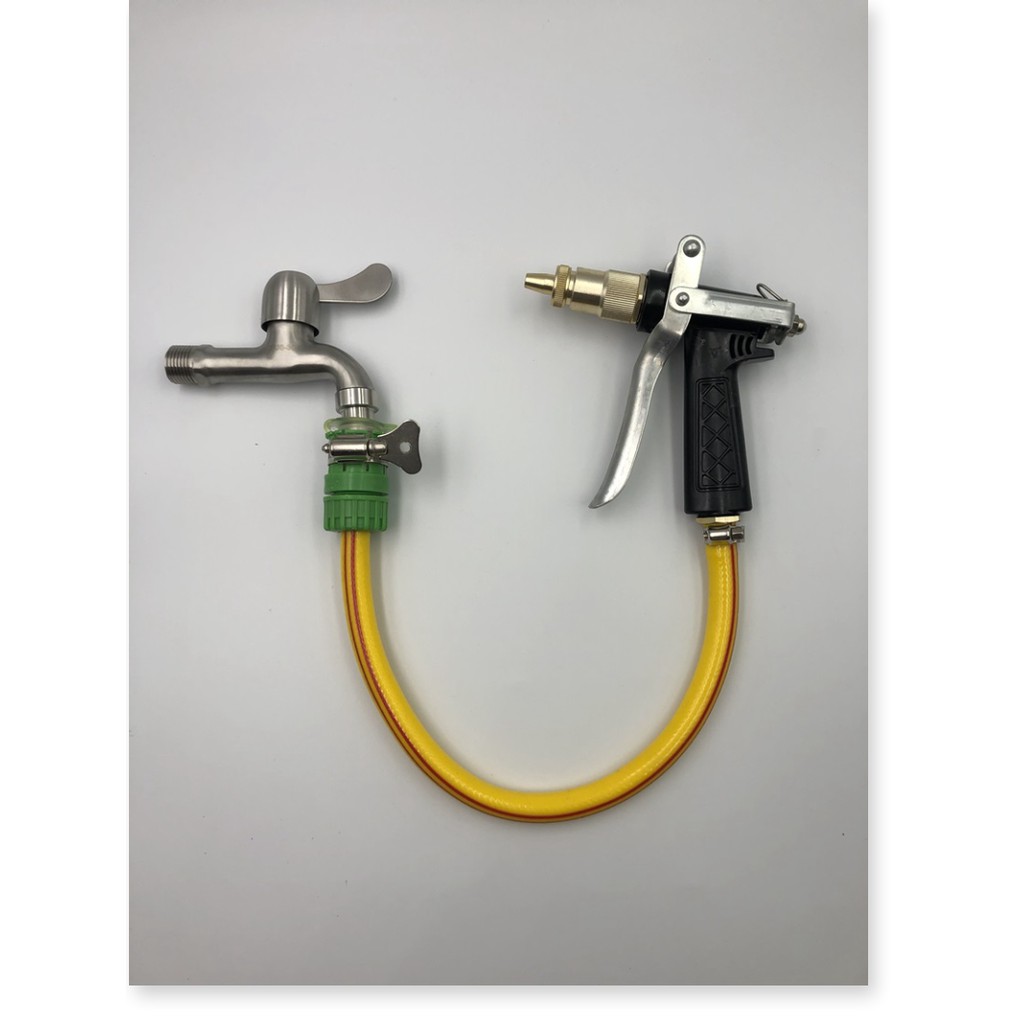Bộ Dây +  Đầu Nối Đa Năng + Vòi Xịt Tăng Áp Lực NướcChuyển Rửa Xe Tưới Cây Chịu Nhiệt - 20m