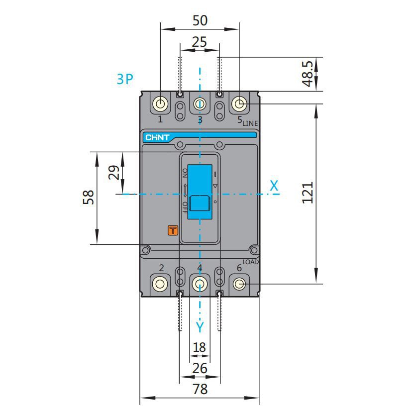 Cầu dao khối NXM-125S 3P, 80A - 125A, dòng cắt 25Ka, Hãng Chint ( Hàng Chính Hãng(