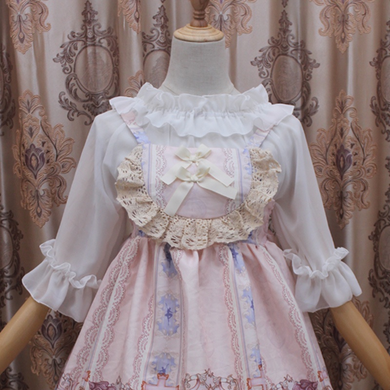 Sẵn -Aó sơ mi tay ngắn kết hợp cùng JSK lolita