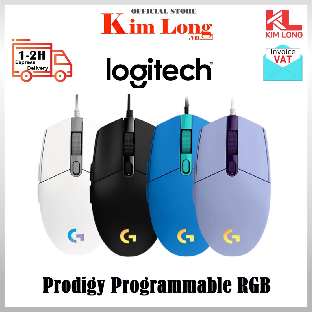 Chuột game có dây Logitech G203 Lightsync - Tùy chỉnh RGB, 6 nút lập trình, nhẹ NB-G203