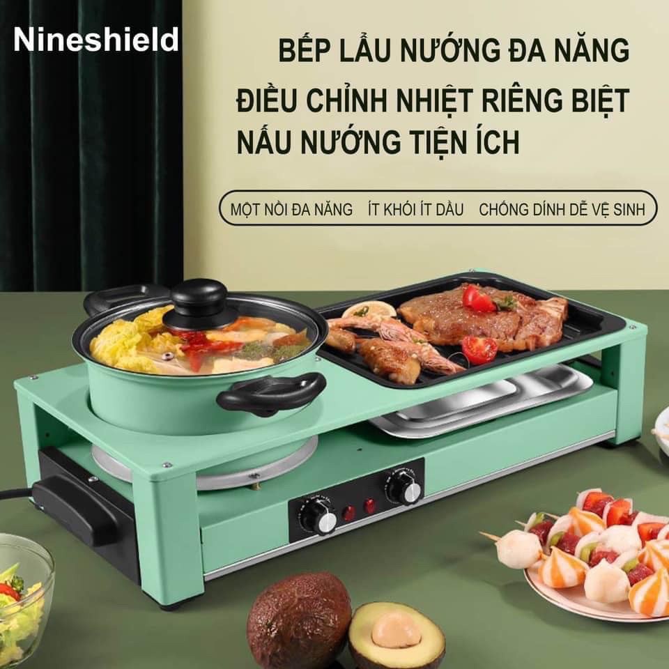 Bếp Lẩu Nướng Hình Chữ Nhật Nineshield 2in1 [ MODEL DKS-303 ]