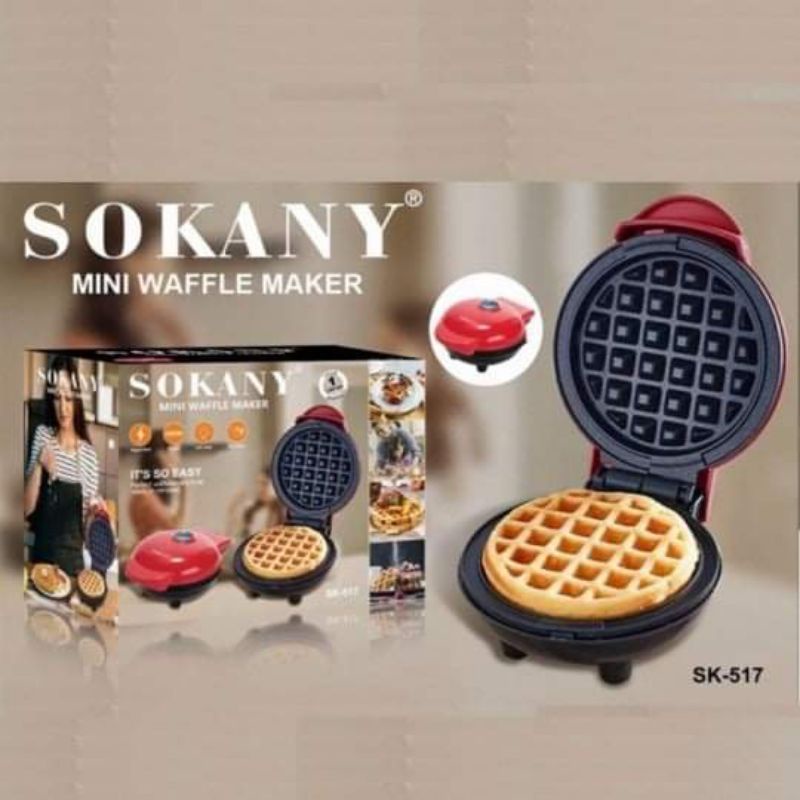 Máy Nướng Bánh Sokany 517 - Đỏ, Kích thước 12.2x8.8x12.2 cm, Công suất 640W