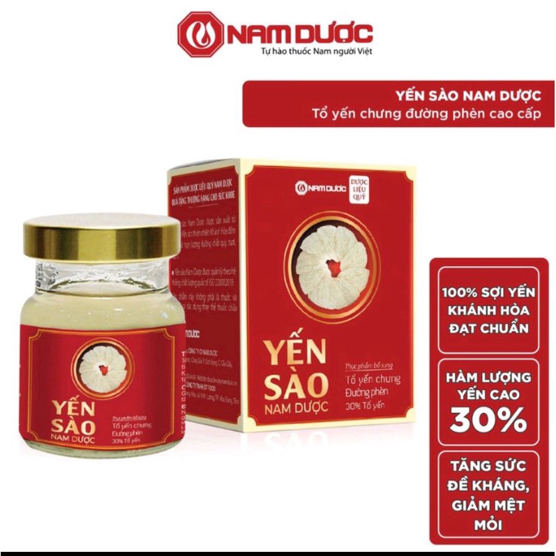 Yến Sào Nam Dược lọ 70ml - Tổ Yến Chưng Đường Phèn, bồi bổ  cơ thể, tăng sức đề kháng, giảm mệt mỏi