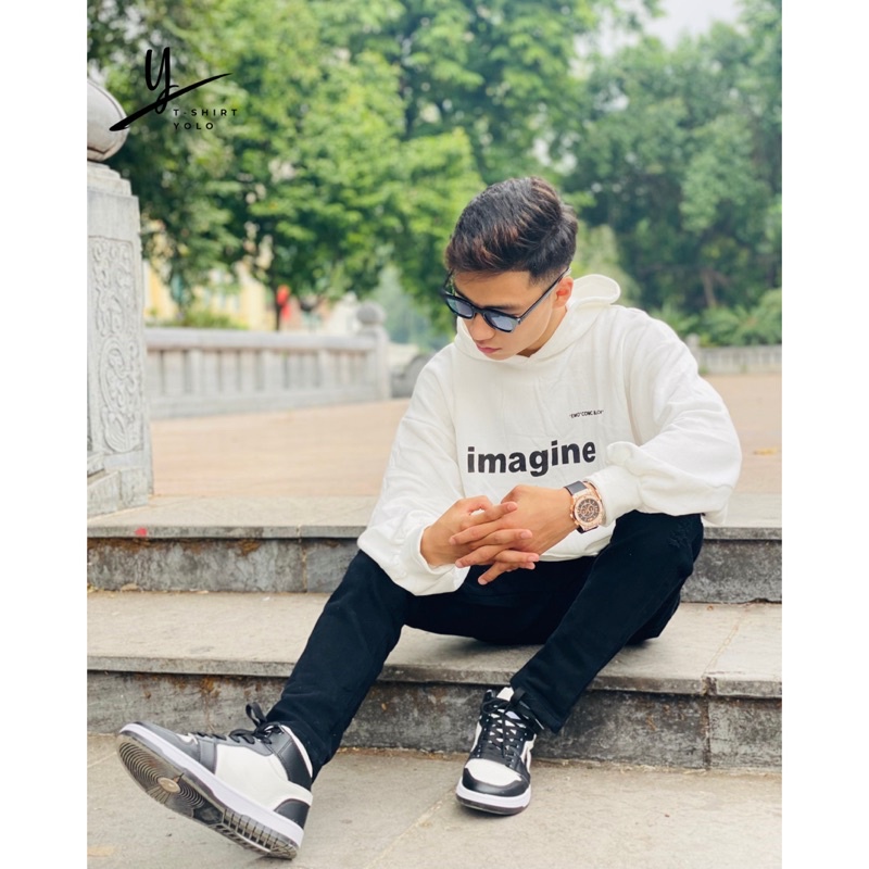 ÁO HOODIE NỈ imagine T-SHIRT YOLO, FORM RỘNG UNISEX | BigBuy360 - bigbuy360.vn