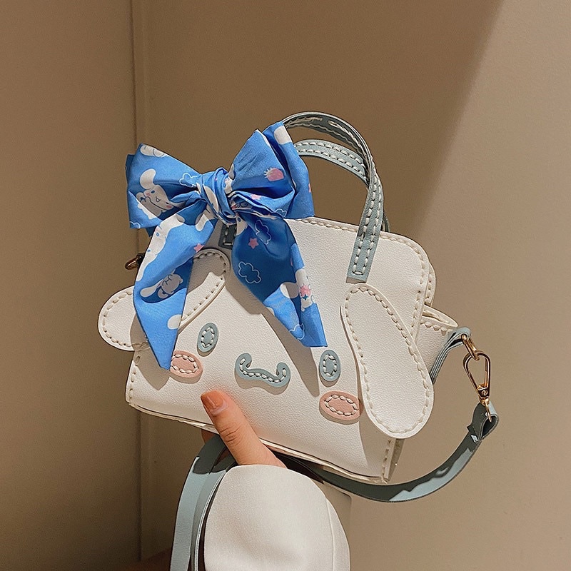 Túi Handmade Cún Cưng Trắng Tai Dài Buộc Nơ Tự Làm Bằng Tay, Làm Quà Tặng Dễ Thương Cho Bạn Gái ( Full Set Phụ Kiện )