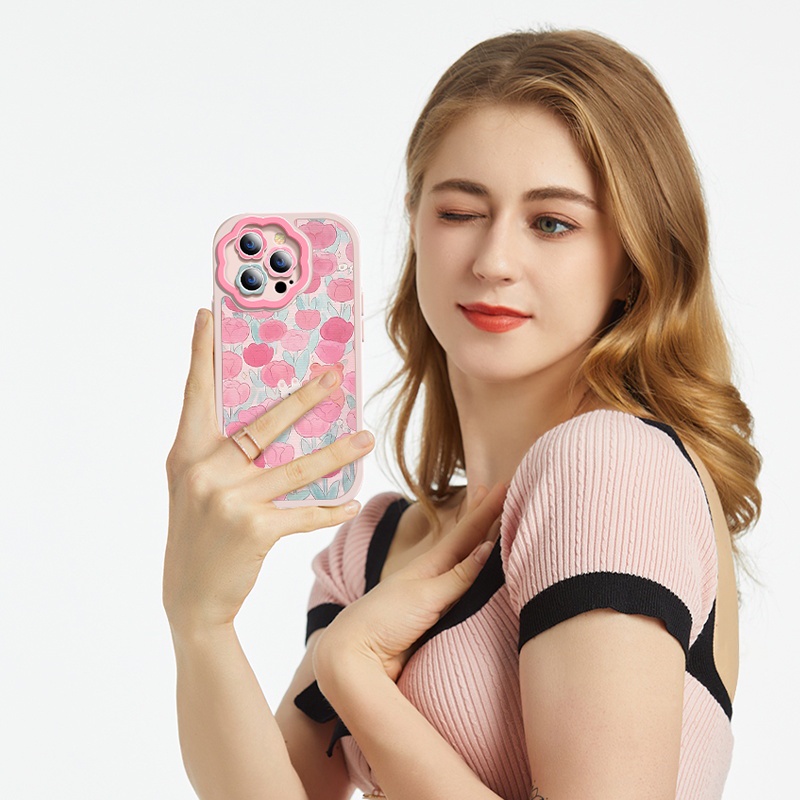 Ốp Điện Thoại Silicon Mềm Hình Hoa Tulip Gấu Thỏ 3D Cho iPhone 11 12 13 Pro max Mini XR X 6 6S 7 8 Plus XS max 11Pro 13Pro 8Plus