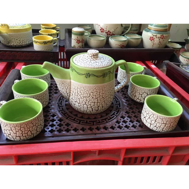 Bộ ca cốc Bát tràng men rạn