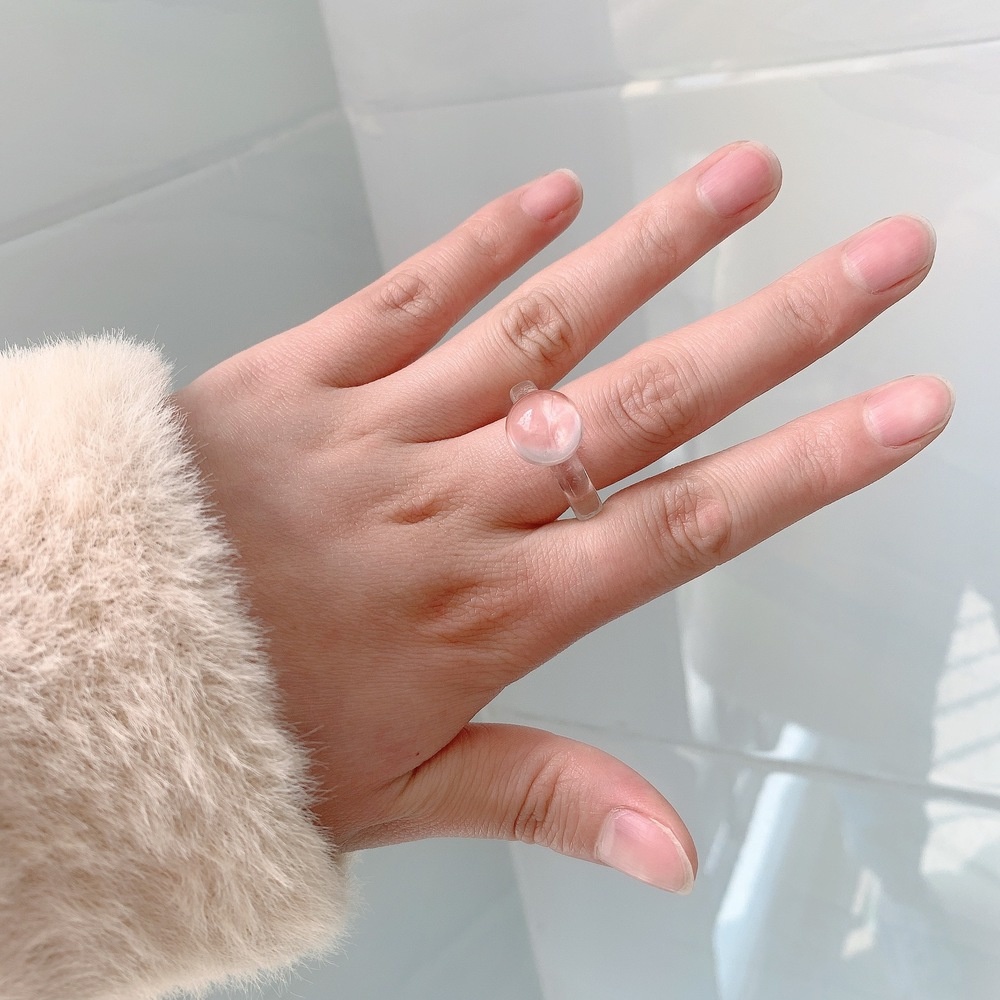 Nhẫn Resin Pha Lê Trong Suốt Hình Cầu Phong Cách Nhật Hàn Dễ Thương Thời Trang Cho Nữ