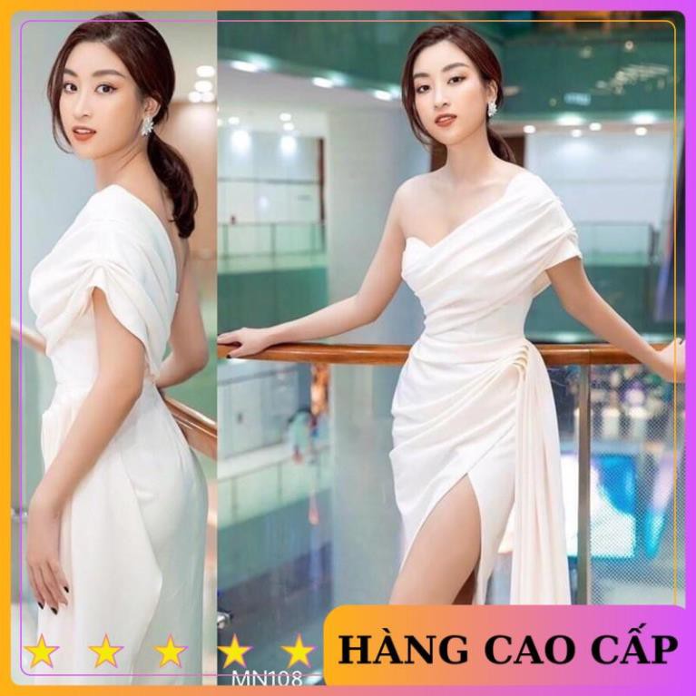 Đầm dự tiệc đầm sang trọng đầm cúp ngực đắp vai xẻ đùi nhún tà quyến rũ - MN108