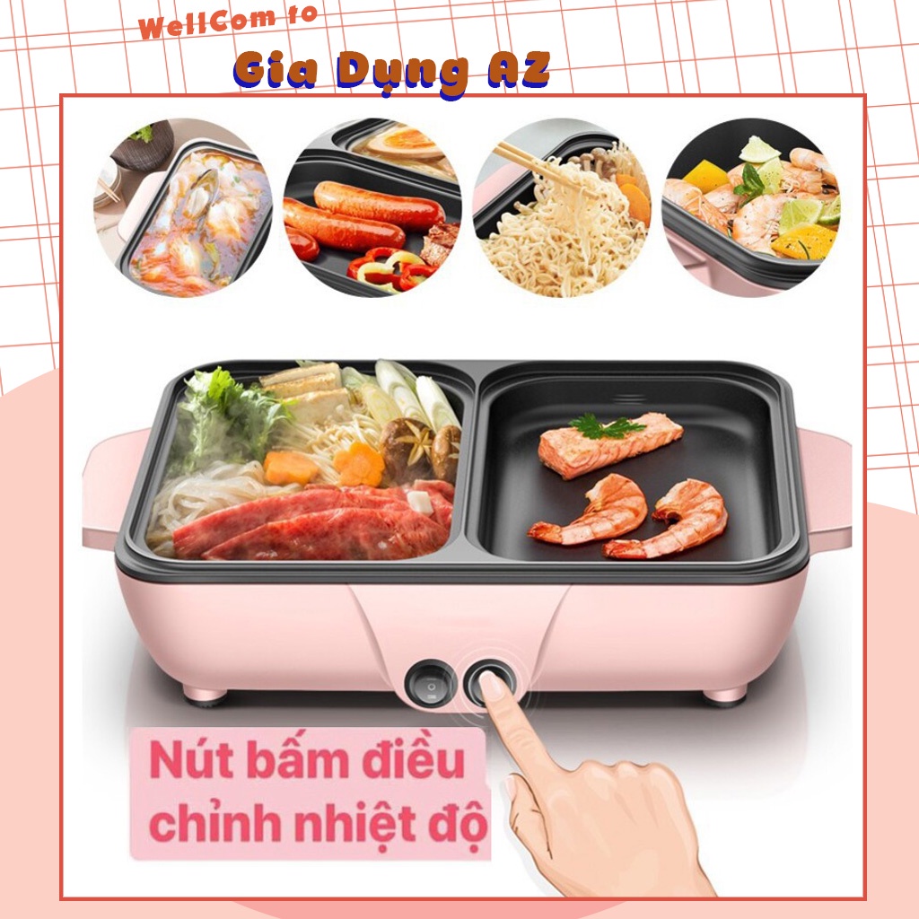 Nồi lẩu nướng đa năng 2 in 1 nồi lẩu nướng điện Cofy 2 ngăn mini chống dính đa tiện lợi bảo hành 3 tháng AZSD833