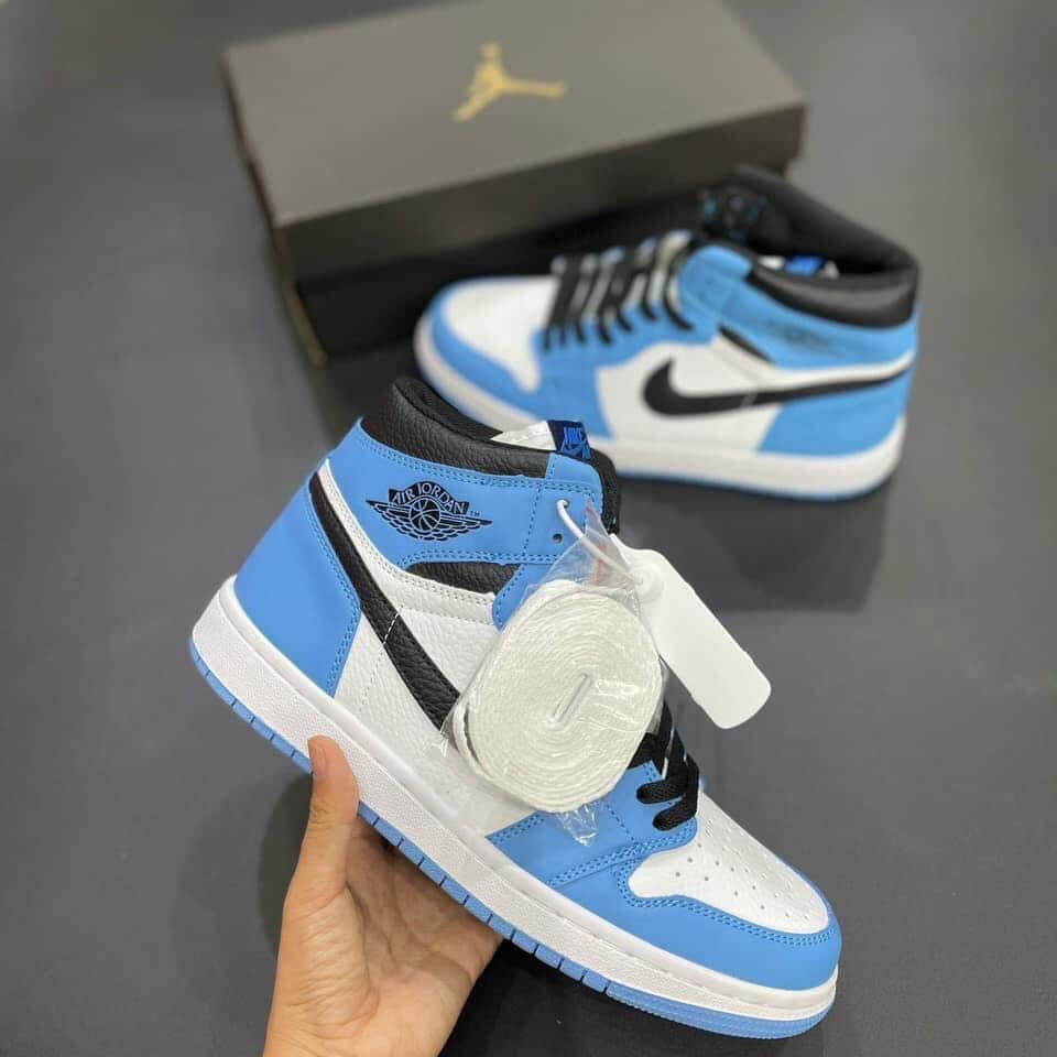 Giày Jordan 1 low xanh dương cổ cao bản cao cấp 1-1 hàng trung full phụ kiện